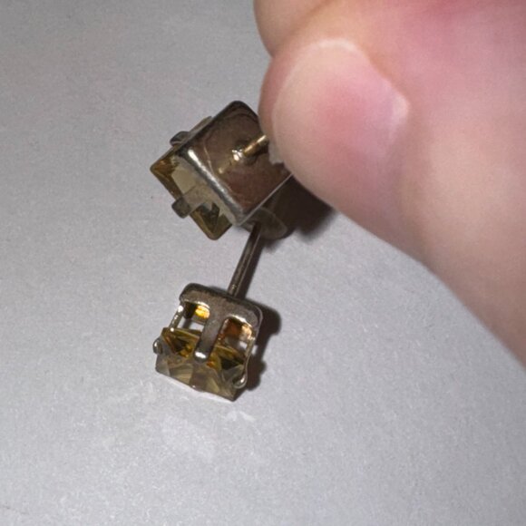 6.72Mm Square Clear Cz And Sterling Post Earrings - Picture 11 of 13